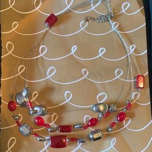 Red and silver beaded costume jewelry